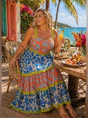 chinese dress ladies Farm Rio Belle Garden Lenzing Ecovero Viscose Maxi Dress